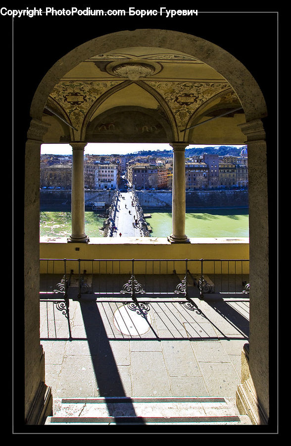 Window, Collage, Poster, Gazebo, Building, Downtown, Town