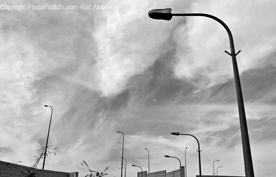 Lamp Post, Pole, Silhouette, Intersection, Road