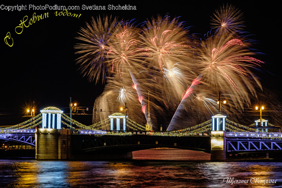 Fireworks, Night, Outdoors, Lighting, Building