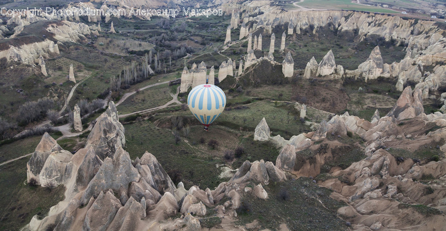 Aircraft, Hot Air Balloon, Transportation, Aerial View, Landscape