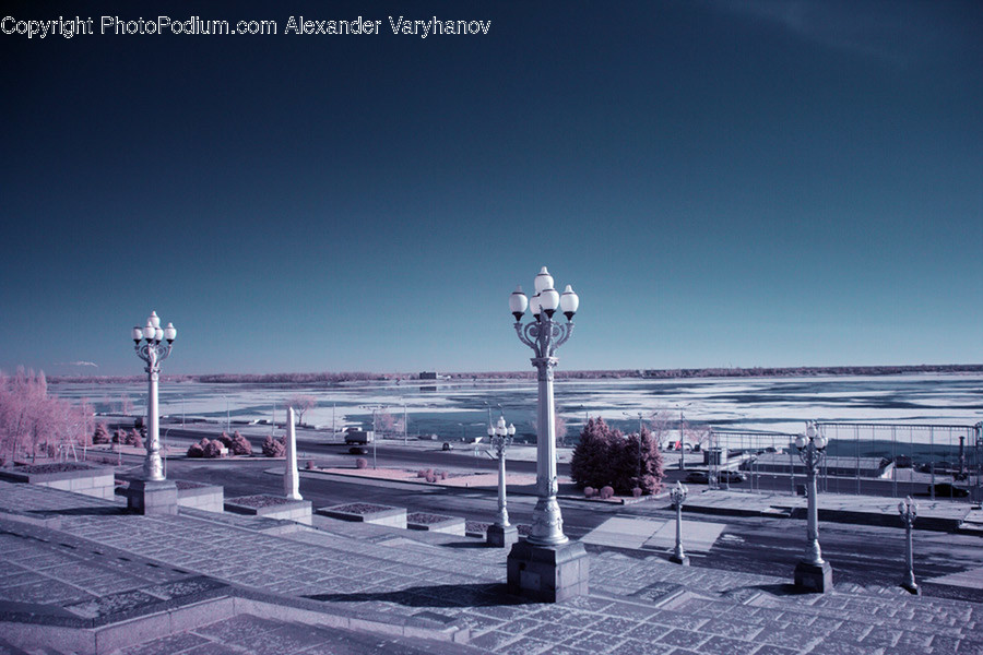 Boardwalk, Bridge, Building, Bench, Waterfront