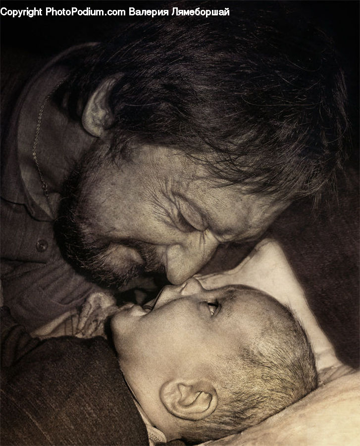 Asleep, Hug, Kiss, Baby, Child, Kid, Newborn
