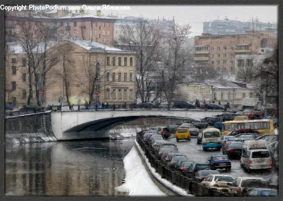 Canal, Outdoors, River, Water, Parking, Parking Lot, Automobile