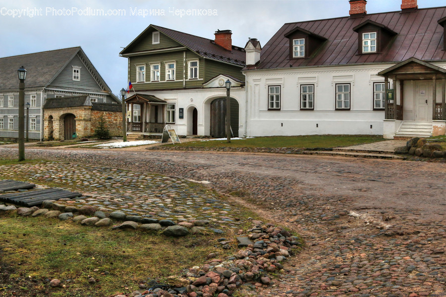 Building, House, Housing, Cobblestone, Path