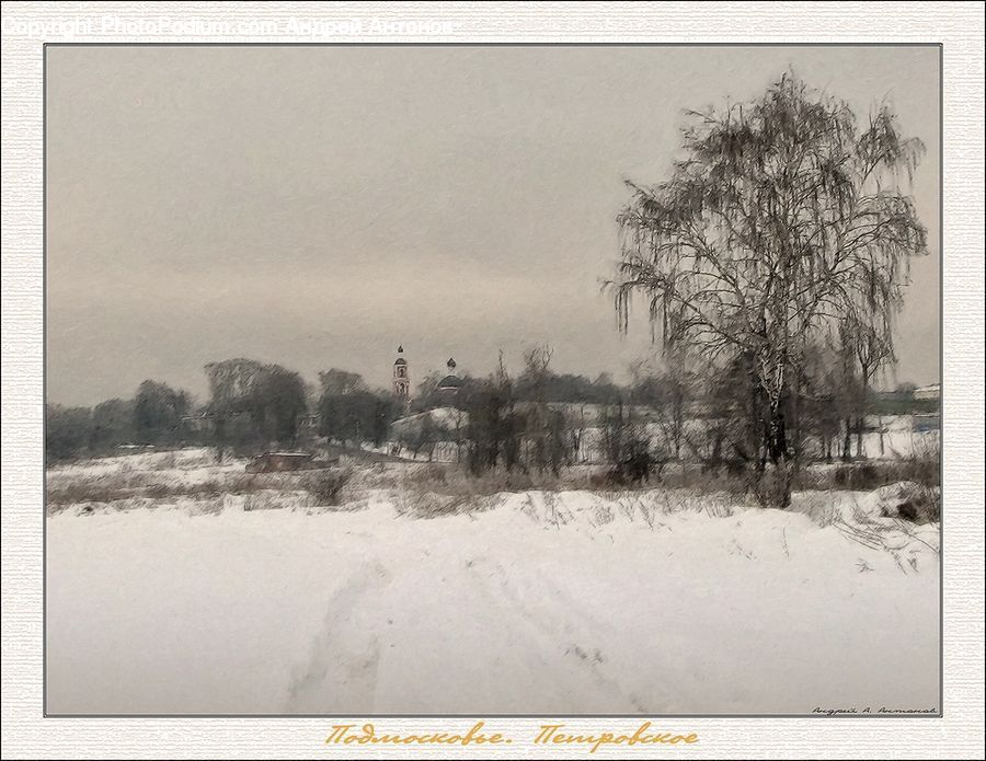 Drawing, Sketch, Ice, Outdoors, Snow, Blizzard, Weather