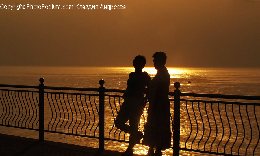 Human, People, Person, Railing, Silhouette