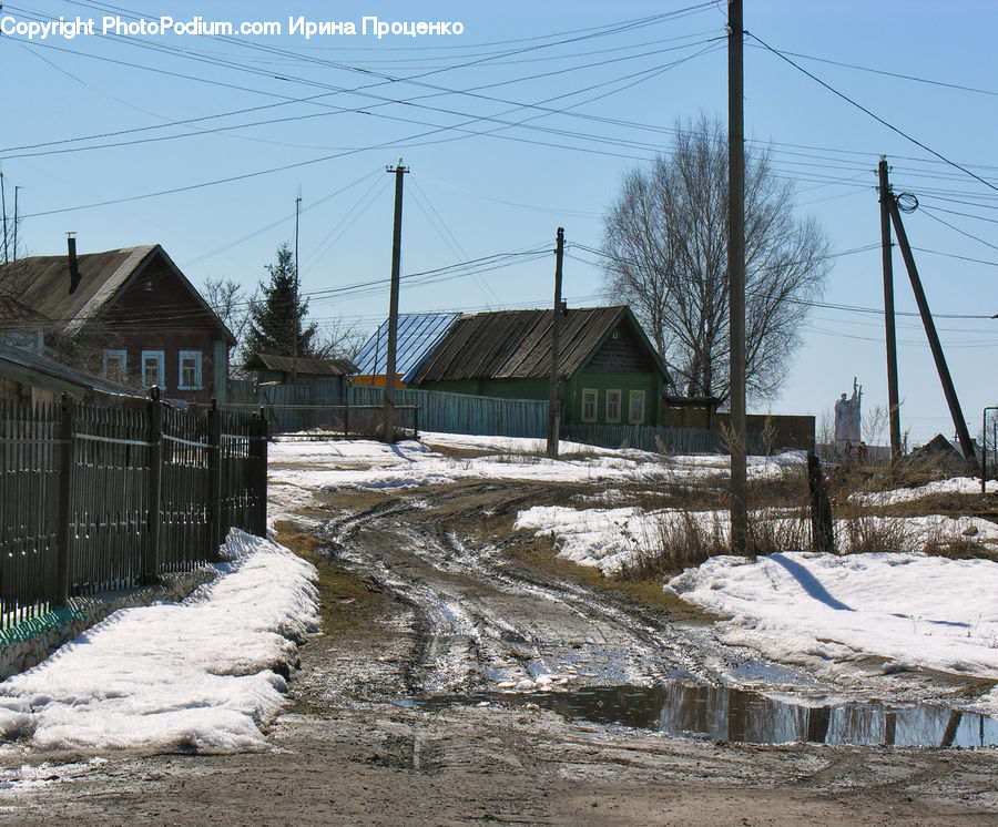 Dirt Road, Gravel, Road, Building, Cottage, Housing, Cabin
