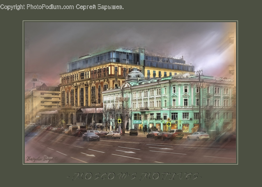 Intersection, Road, Building, City, Town