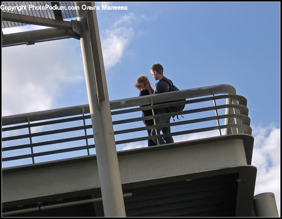 People, Person, Human, Bench, Balcony, Building, Housing