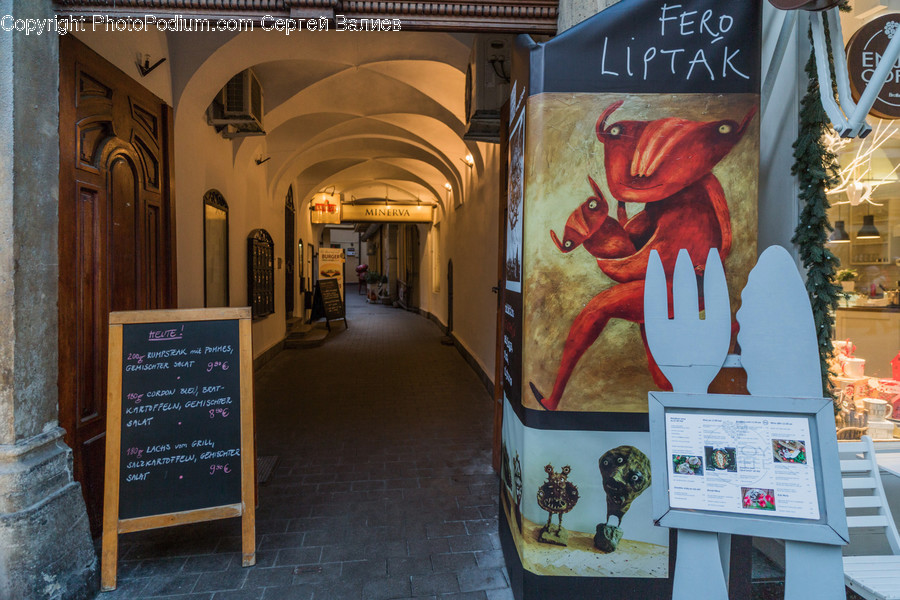 Blackboard, Corridor, Indoors, Interior Design, Poster