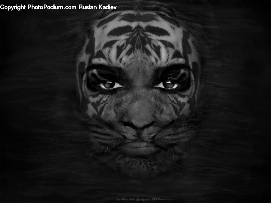Animal, Mammal, Tiger, Face, Person, Portrait