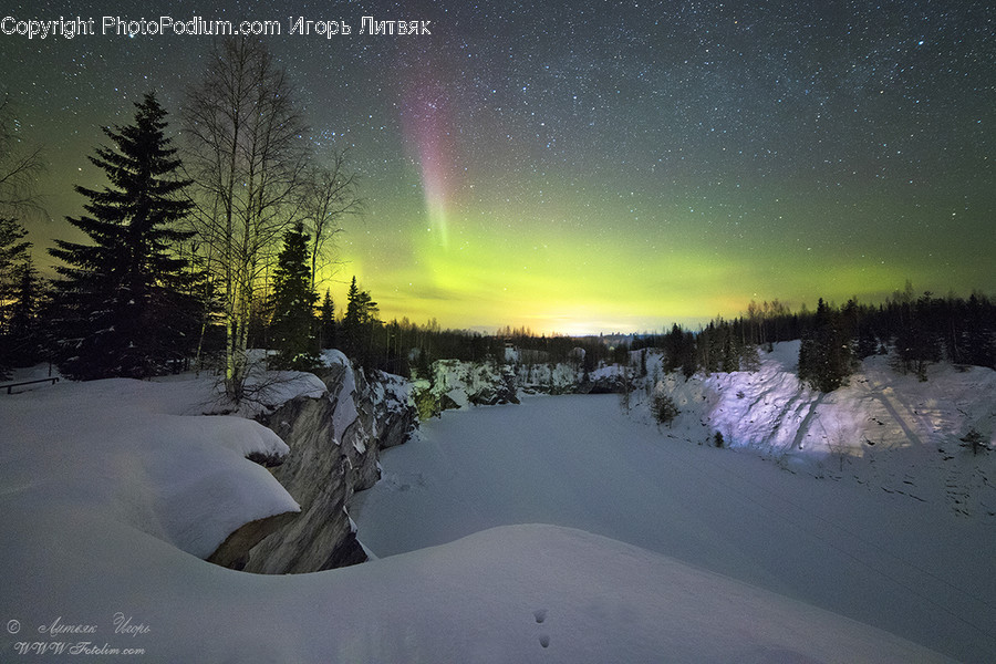 Outdoors, Snow, Aurora, Nature, Night