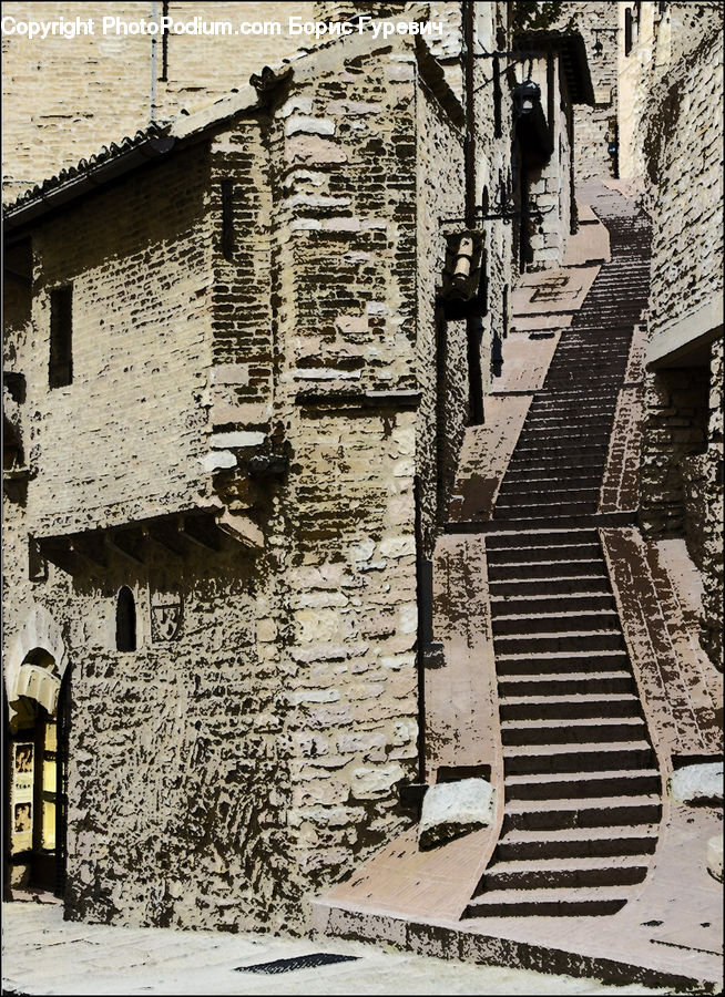 Brick, Rubble, Building, Downtown, Town, Alley, Alleyway