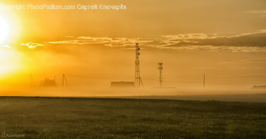 Field, Grassland, Outdoors, Dawn, Dusk