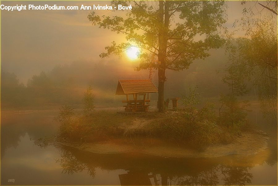Bench, Art, Dawn, Dusk, Sky, Sunrise, Sunset