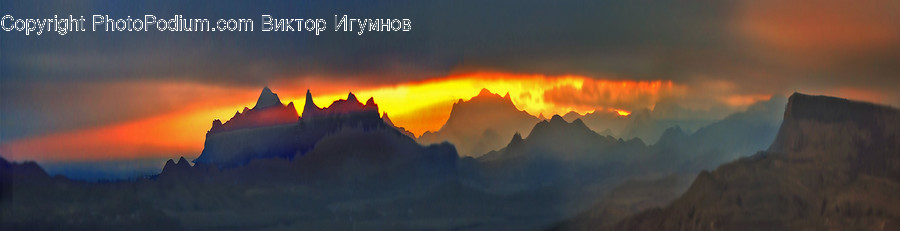 Mountain, Nature, Outdoors, Dawn, Dusk