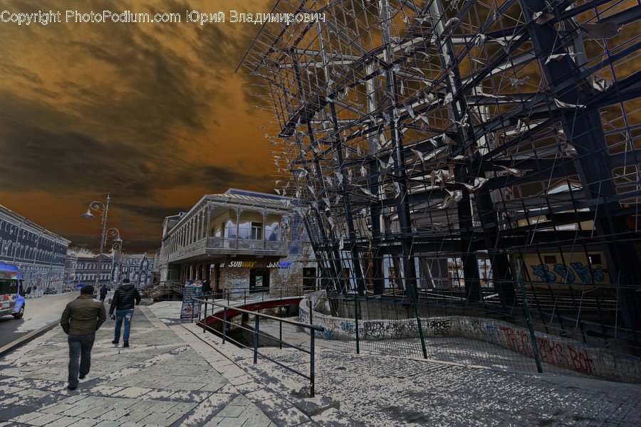 Playground, Building, Housing, Urban, Alley