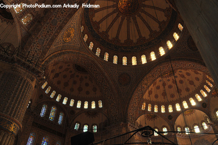 Architecture, Dome, Mosque, Worship, Chandelier, Lamp, Cathedral