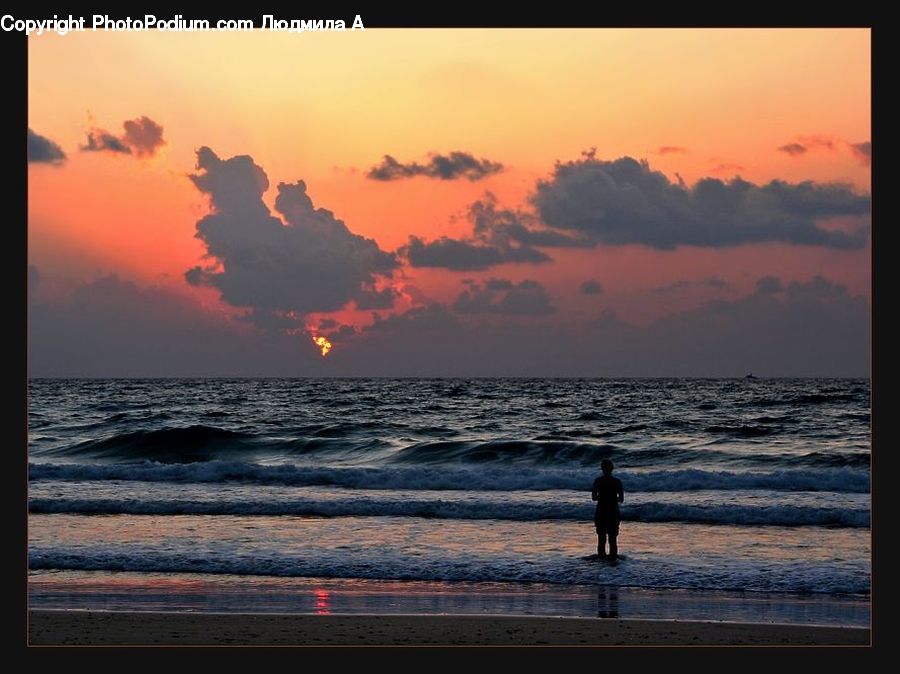 Dawn, Dusk, Red Sky, Sky, Sunrise, Sunset, Beach