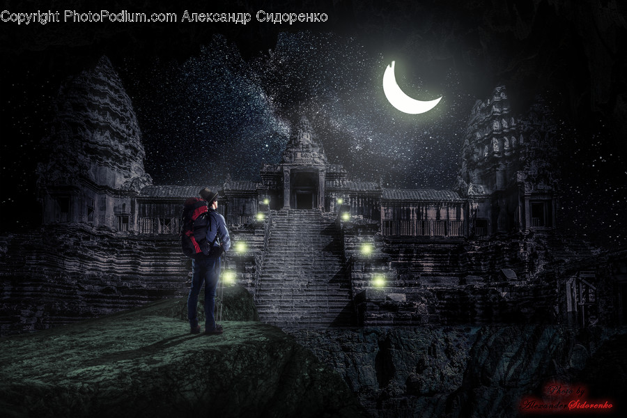 Tunnel, Night, Outdoors, Poster, Astronomy