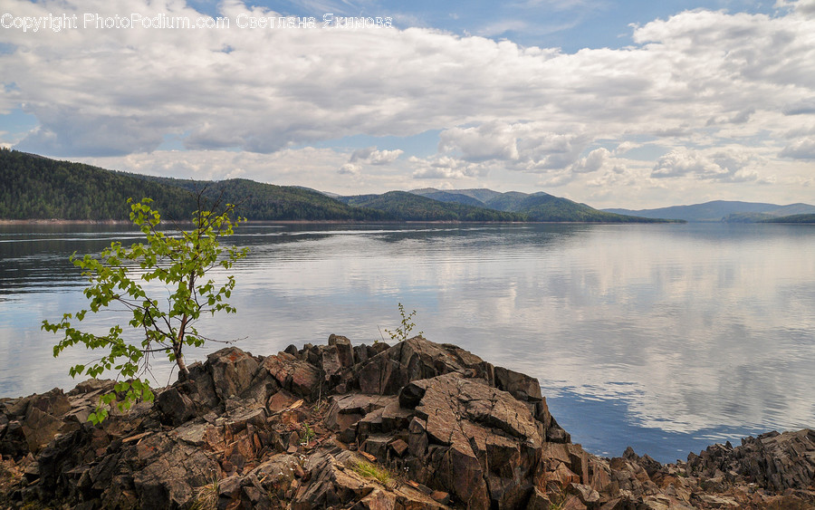 Lake, Outdoors, Water, Cliff, Promontory