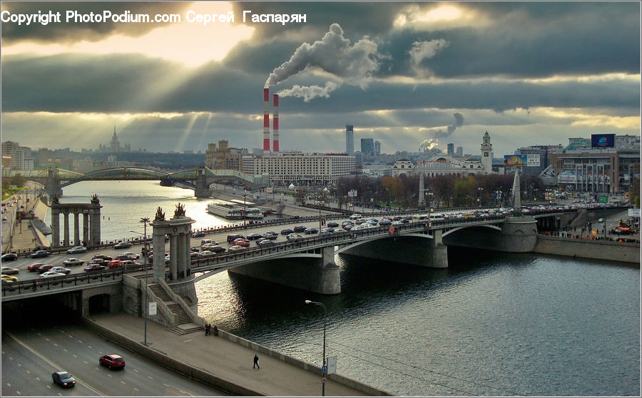 Bridge, Dock, Port, Waterfront, City, Downtown, Metropolis