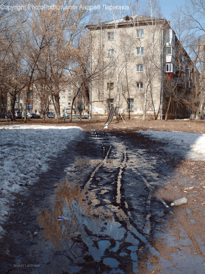Playground, Brick, Building, House, Housing