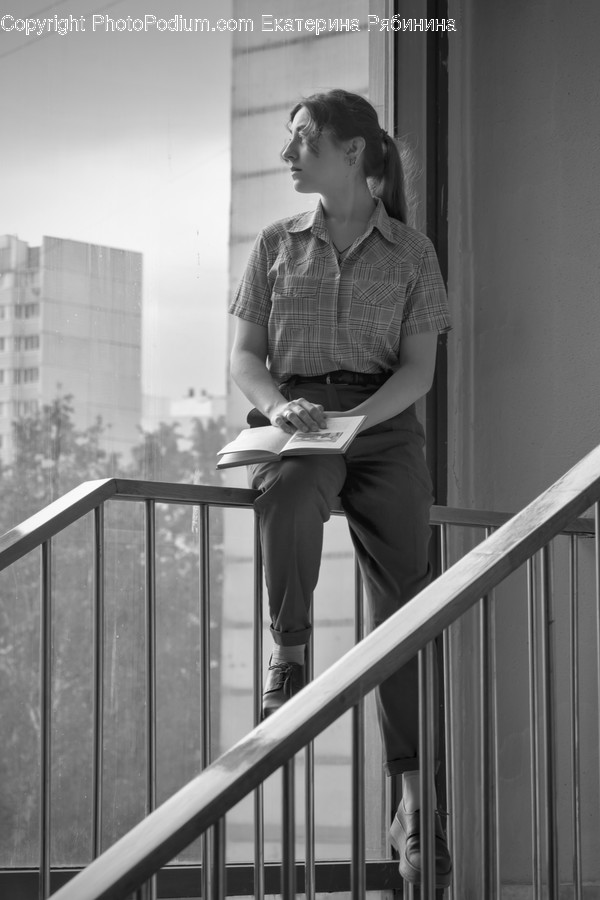 Human, People, Person, Railing, Reading
