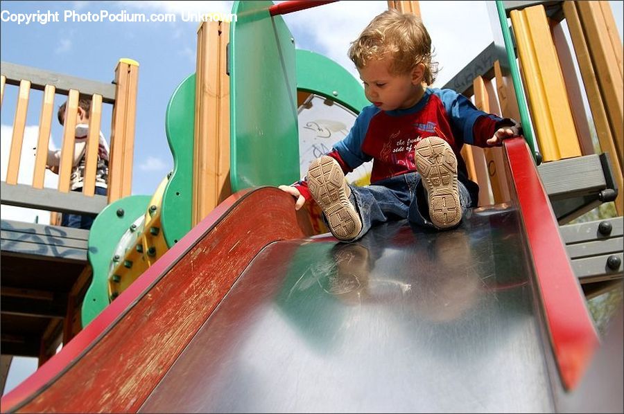 Playground, People, Person, Human, Luggage, Suitcase, Slide