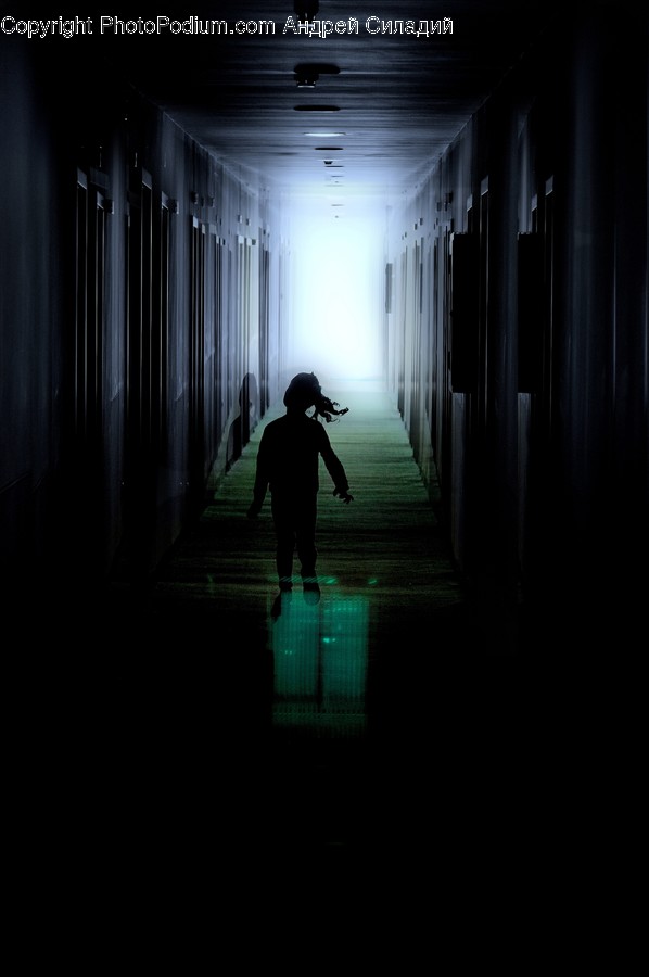 Human, People, Person, Silhouette, Corridor