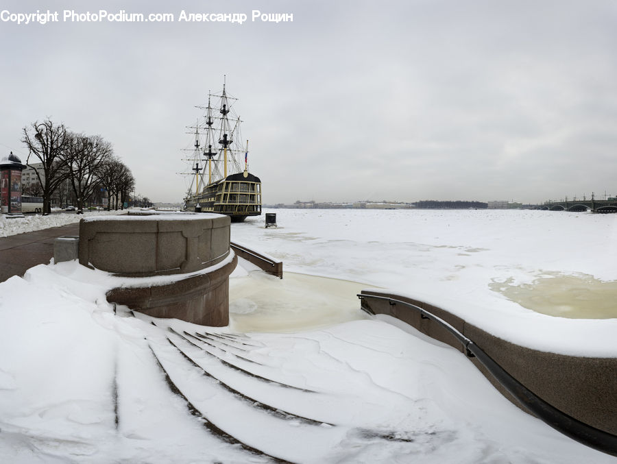 Ice, Outdoors, Snow, Boat, Yacht, Plant, Tree