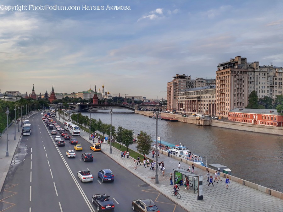 Freeway, Road, Traffic Jam, Building, City