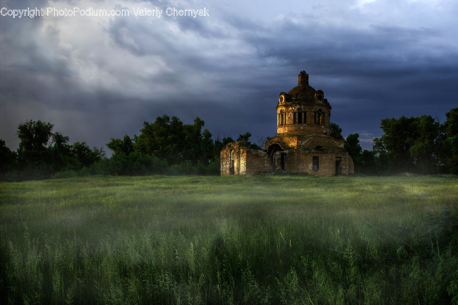 Architecture, Building, Castle, Nature, Storm