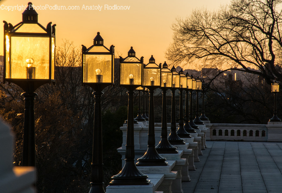 Lamp Post, Pole, Gazebo, Railing, Beacon