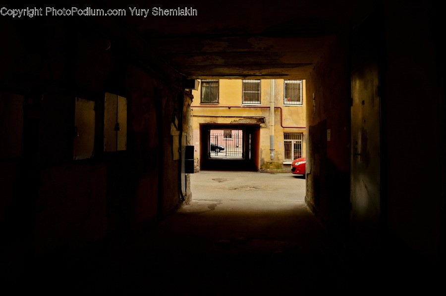 Corridor, Brick, Night, Outdoors, Basement