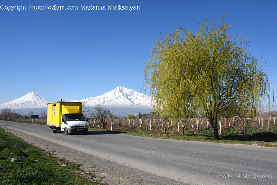 Dirt Road, Gravel, Road, Transportation, Van