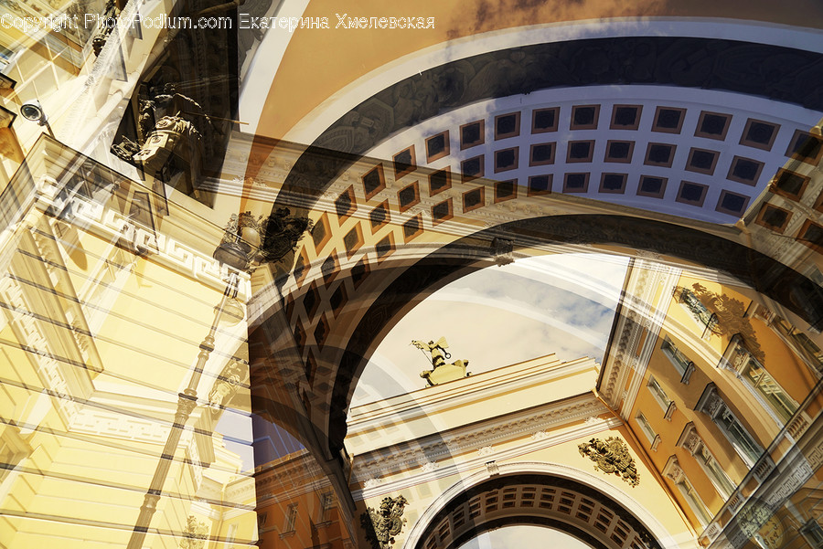 Collage, Poster, Arch, Arched, Architecture