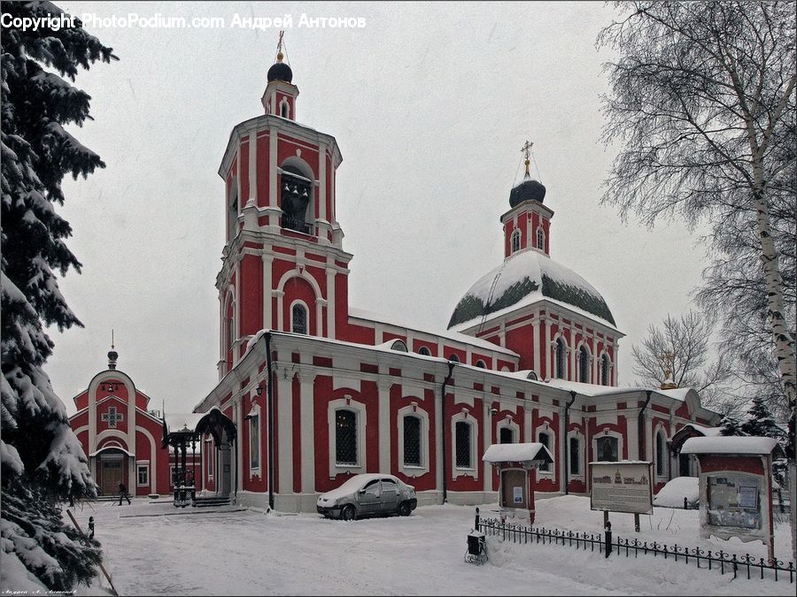 Architecture, Church, Worship, Dome, Ice, Outdoors, Snow