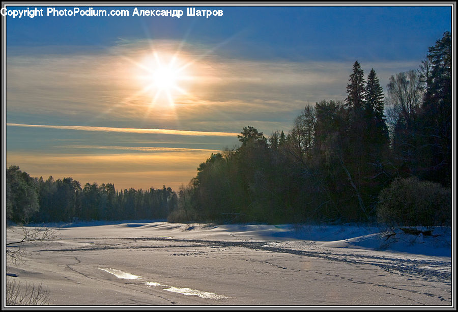 Dawn, Dusk, Sky, Sunrise, Sunset, Piste, Skiing