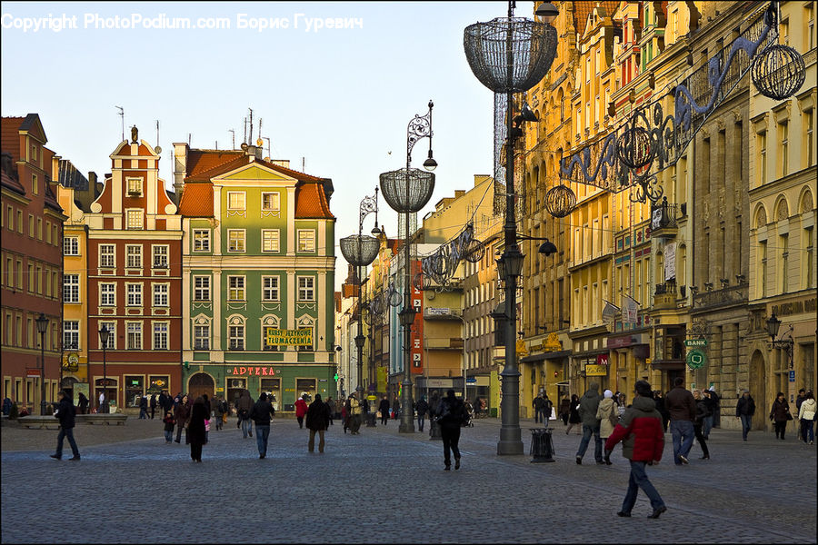 Architecture, Downtown, Plaza, Town Square, Town, Road, Street
