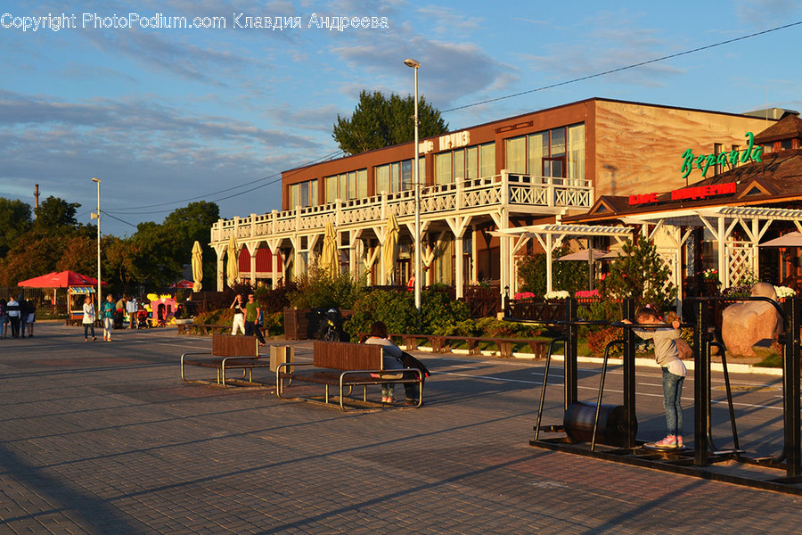 Bench, Architecture, Building, City, Downtown