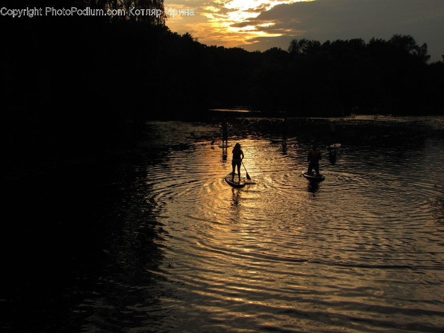Silhouette, Outdoors, Ripple, Water, Dawn