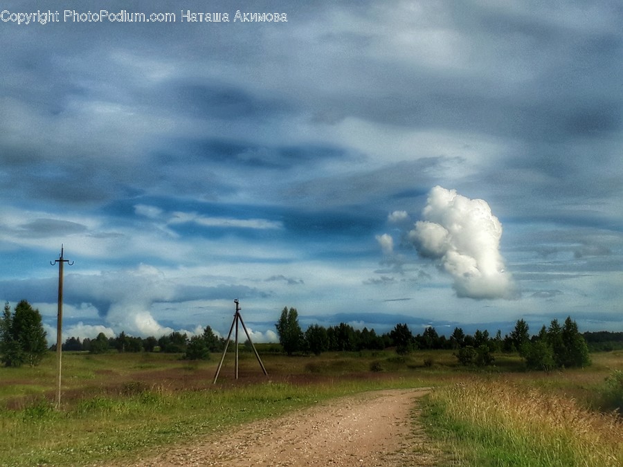 Dirt Road, Gravel, Road, Tripod, Cloud