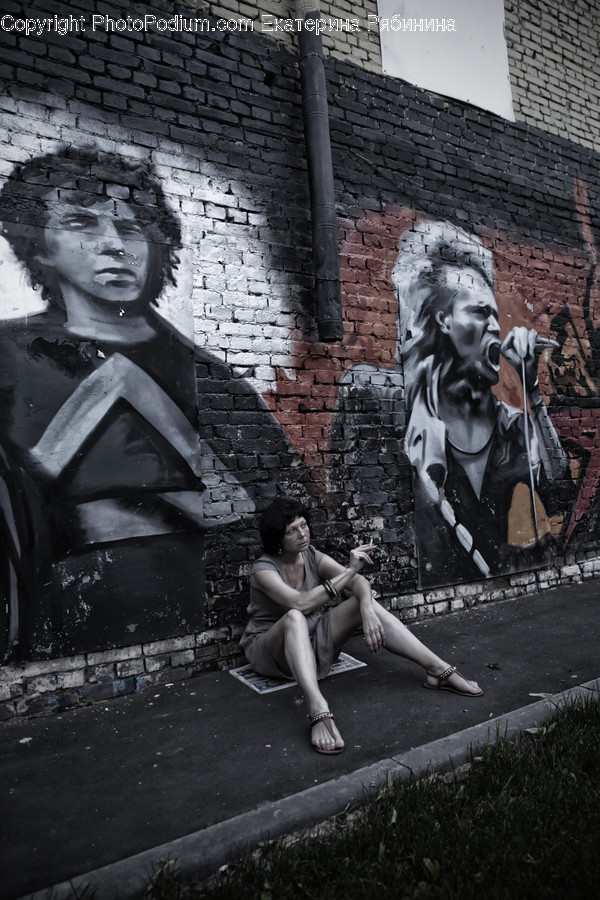 Human, People, Person, Brick, Bench
