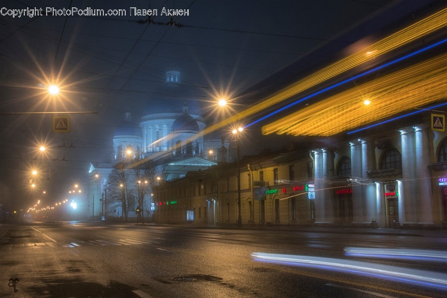 Lighting, Freeway, Overpass, Road, Night