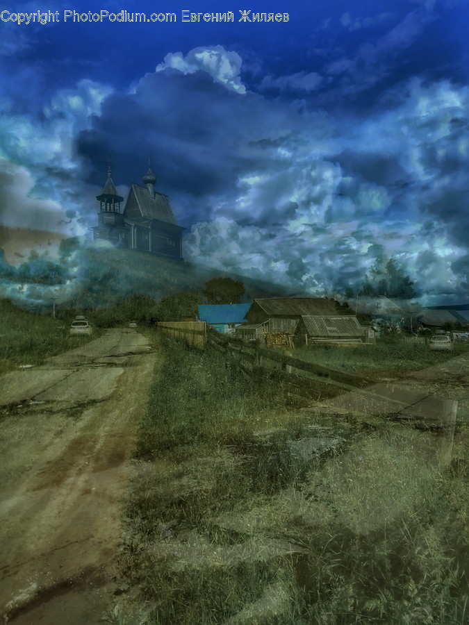Building, Cottage, House, Housing, Dirt Road