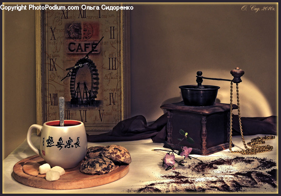 Analog Clock, Clock, Couch, Furniture, Cup, Coffee Cup, Arch