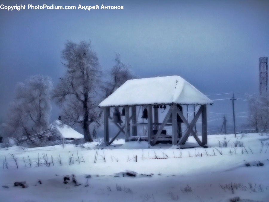 Gazebo, Arctic, Snow, Winter, Building, Housing, Villa