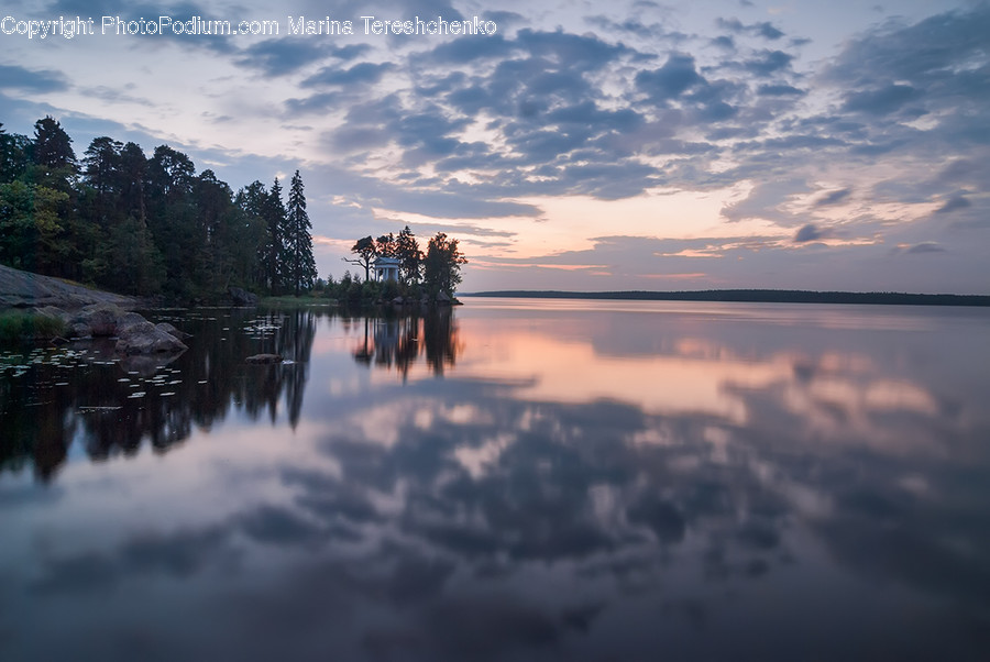Lake, Outdoors, Water, Dawn, Dusk