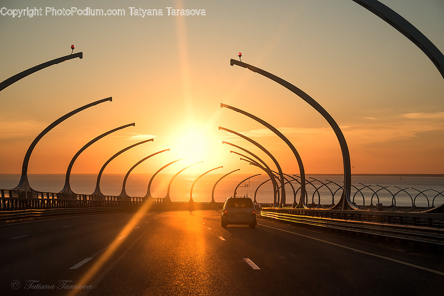 Railing, Dawn, Dusk, Nature, Outdoors